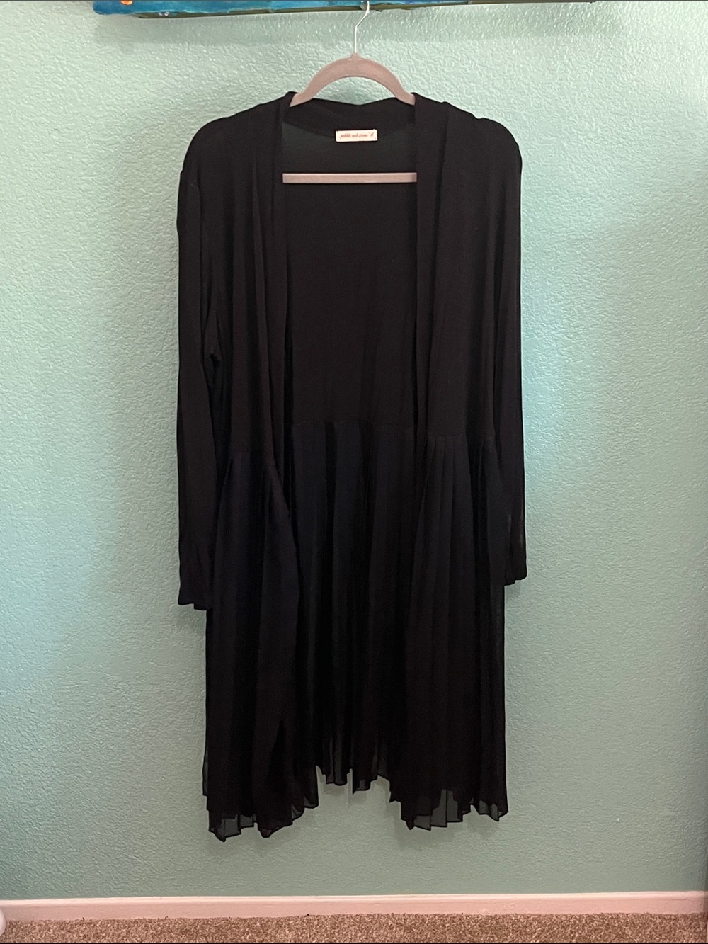 Black Open Front Long Cardigan
